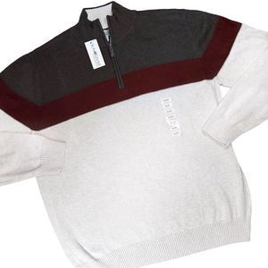 SUN RIVER SWEATER | 1/2 ZIP | COLOR BLOCK | RED, AND GREY | NEW WITH TAGS | XL